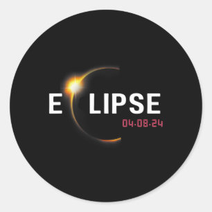 2024 Solar Eclipse 2024 04,08,24 Eclipse Mens Kids Runder Aufkleber