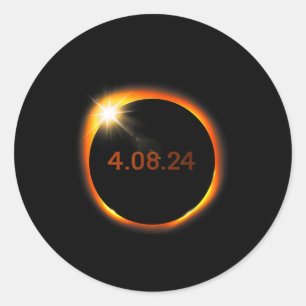 2024 Solar Eclipse American Totality Spring 4,08,2 Runder Aufkleber