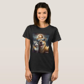 2024 Solar Eclipse Cat and Dog Wearing Solar Eclip T-Shirt (Vorne ganz)