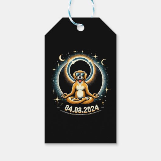 2024 Solar Eclipse Dog Geschenkanhänger (Vorderseite)