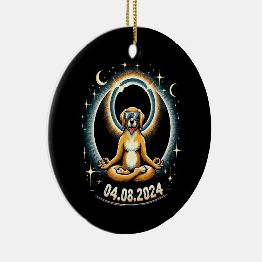 2024 Solar Eclipse Dog Keramik Ornament (Rechts)