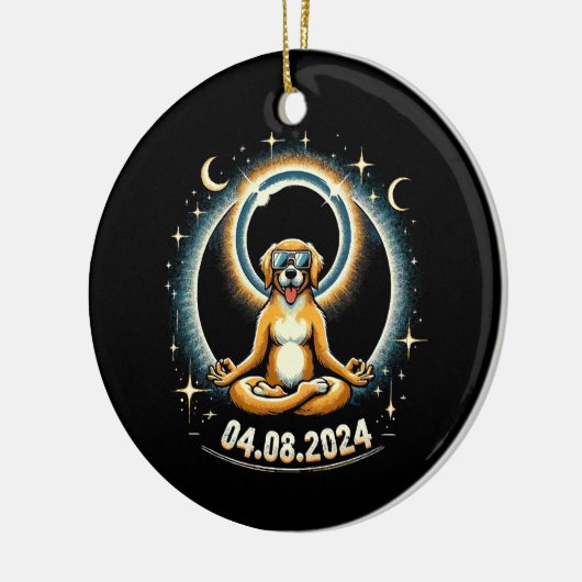 2024 Solar Eclipse Dog Keramik Ornament (Links)