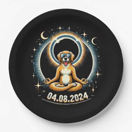 2024 Solar Eclipse Dog Pappteller (Vorderseite)