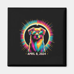 2024 Solar Eclipse Dog Wearing Solar Eclipse Glass Magnet