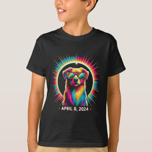 2024 Solar Eclipse Dog Wearing Solar Eclipse Glass T-Shirt (Vorderseite)