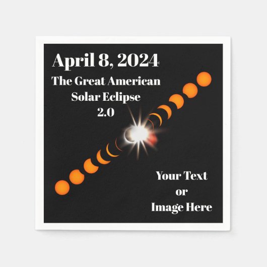 2024 Solar Eclipse Paper Napkin Serviette (Vorderseite)
