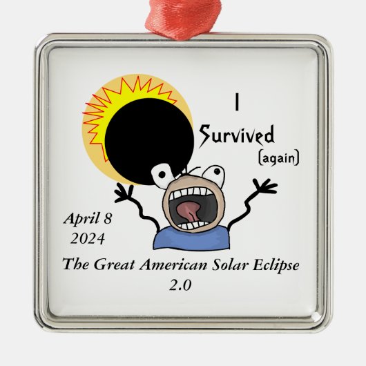 2024 Solar Eclipse Survival Edition Ornament Aus Metall (Vorne)