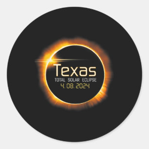 2024 Solar Eclipse Texas USA Totality Runder Aufkleber