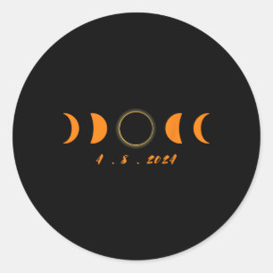 2024 Solar Eclipse Total Solar Eclipse 2024 Men Wo Runder Aufkleber