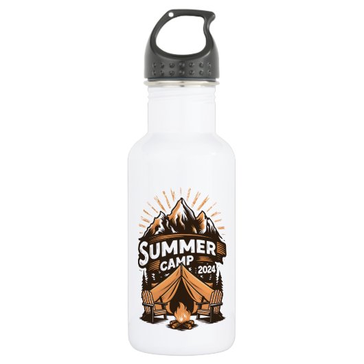 2024 Sommerlager Sommerferien Camping Matching Edelstahlflasche (Vorderseite)