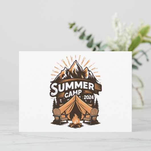 2024 Sommerlager Sommerferien Camping Matching Einladung (Stehend Vorderseite)