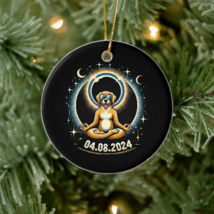 2024 Sonnenfinsternis Hund Keramik Ornament