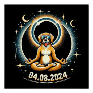 2024 Sonnenfinsternis Hund Poster