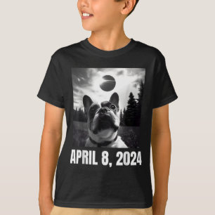 2024 Sonnenfinsternis Lustiger Französischer Bulld T-Shirt