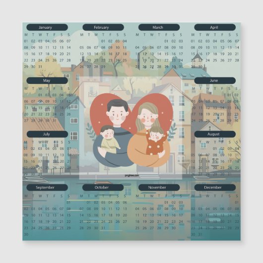 2024 Städtekalender an der Küste Magnetkarte (Vorderseite)