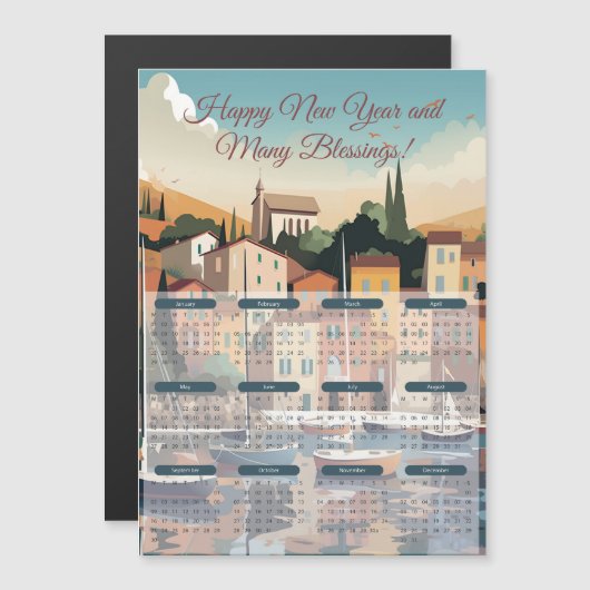 2024 Städtekalender an der Küste Magnetkarte (Vorne/Hinten)