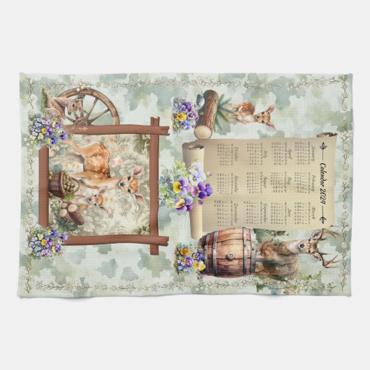 2024 Stiefmütterchen für das Handtuch, das Hirsche Geschirrtuch (Horizontal)