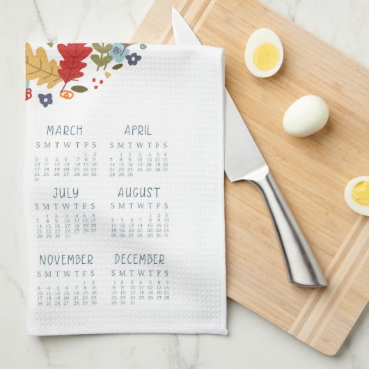 2024 Tee-Handtuchkalender Fall Wreath Wall Art Dec Geschirrtuch (Viertel Falte)