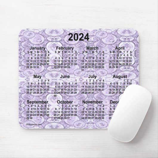 2024 Tiny Bubbles Lila Calendar von Janz Mousepad (Mit Mouse)