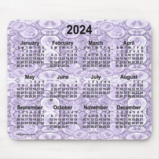 2024 Tiny Bubbles Lila Calendar von Janz Mousepad (Vorne)