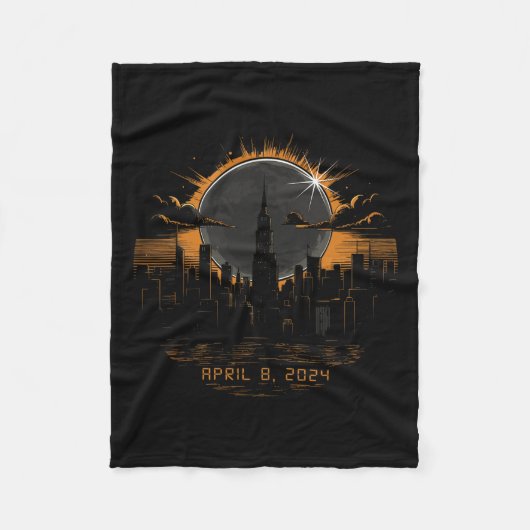 2024 Total Solar Eclipse April 8 New York Fleecedecke (Vorderseite)
