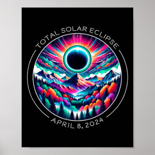 2024 Totale Sonnenfinsternis Artsy Farbige Totalit Poster