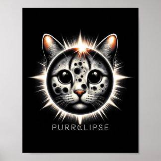 2024 Totale Sonnenfinsternis Lustige Katze Finster Poster