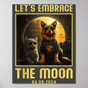 2024 Totale Sonnenfinsternis Umarme Mond Lustiger Poster