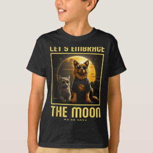 2024 Totale Sonnenfinsternis Umarme Mond Lustiger T-Shirt