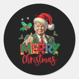 2024 Trump gewinnt Wahl Frohe Weihnachten Funny T Runder Aufkleber