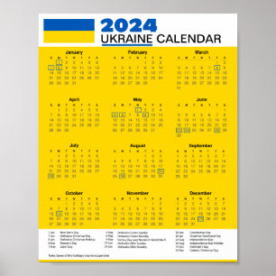2024 Ukraine Kalender 5,95 $ PDF herunterladen ode Poster