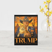 2024 und Cat Western Cowboy Patriotic 4. Juli Karte (Gelbe Blume)