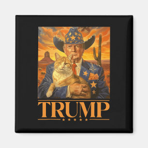 2024 und Cat Western Cowboy Patriotic 4. Juli Magnet