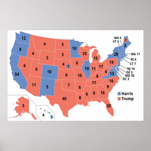 2024 Uni der US-Wahlkarte Poster (Vorne)