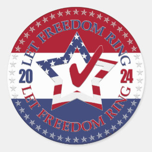 2024 USA Flag Lass Freedom Ring Star Karo Mark Runder Aufkleber