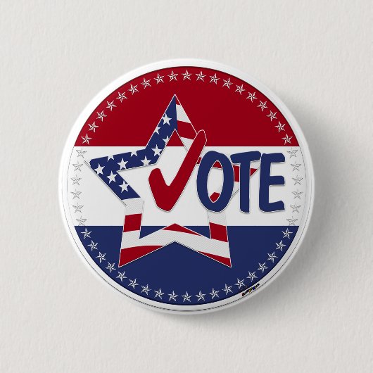 2024 USA Flag Star Vote Check Mark Button (Vorderseite)