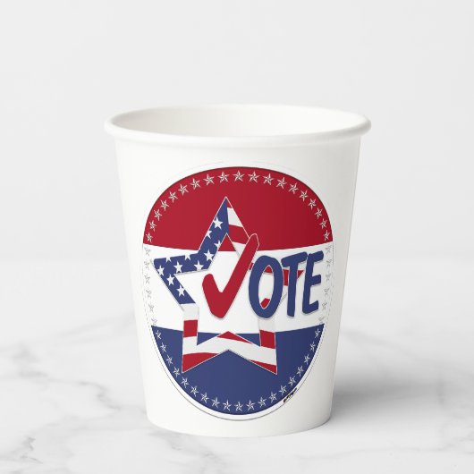 2024 USA Flag Star Vote Check Mark Pappbecher (Rückseite)