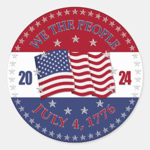 2024 USA Flag We The People Runder Aufkleber