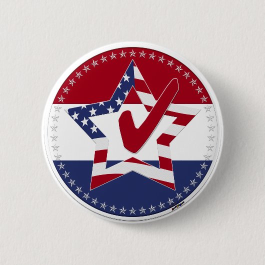 2024 USA-Flagge Stern Häkchen Button (Vorderseite)