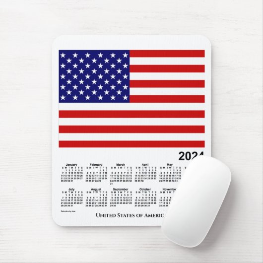 2024 USA Flaggenkalender von Janz Mouse Pad Mousepad (Mit Mouse)