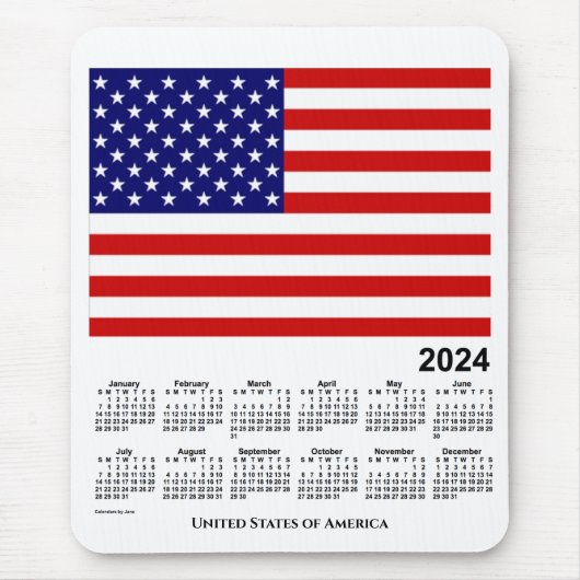 2024 USA Flaggenkalender von Janz Mouse Pad Mousepad (Vorne)
