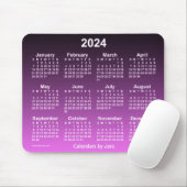 2024 Verblassener Hot Pink Neon Calendar von Janz Mousepad (Mit Mouse)