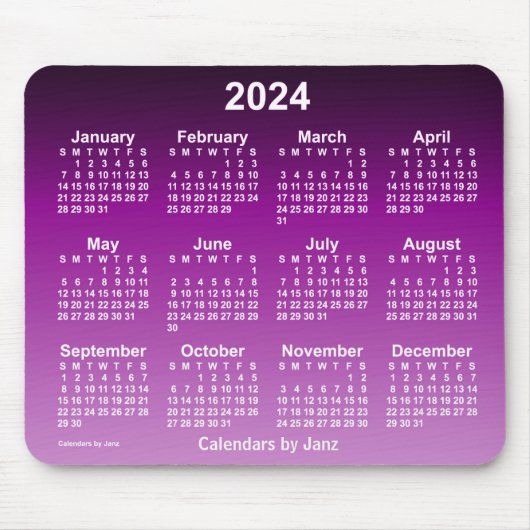 2024 Verblasster Lila Neonkalender von Janz Mouse Mousepad (Vorne)