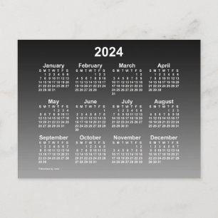 2024 Verblasster schwarzer Mini-Kalender von Janz  Postkarte