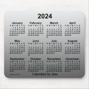 2024 Verblasster weißer Kalender von Janz Mouse P Mousepad