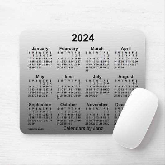 2024 Verblasster weißer Kalender von Janz Mouse Pa Mousepad (Mit Mouse)