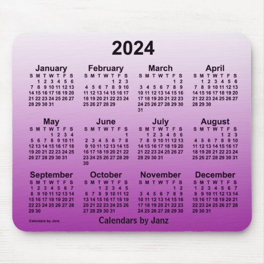 2024 Verblichener Lila Kalender von Janz Mouse Pad Mousepad (Vorne)