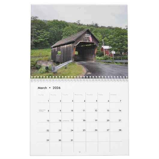 2024 Vermont Bridges Kalender (Mär 2026)