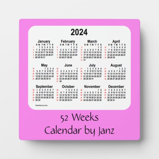 2024 Violet 52 Weeks Calendar by Janz Fotoplatte (Vorderseite)