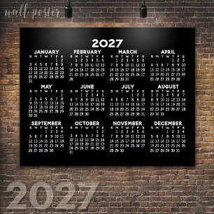 2024 Volljahresanzeigekalender - horizontal - Schw Poster
